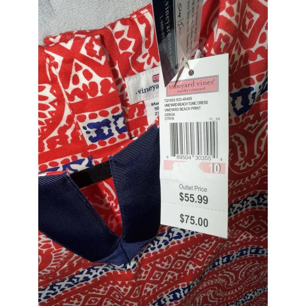 Vineyard Vines Girls Dress Red White And Blue Size 10